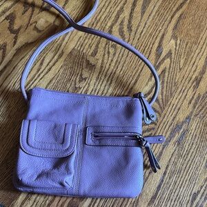 Tignanello Lavender Leather Crossbody Bag
